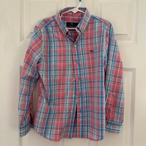 Vineyard vines plaid whale shirt size 6 boys performance fabric
